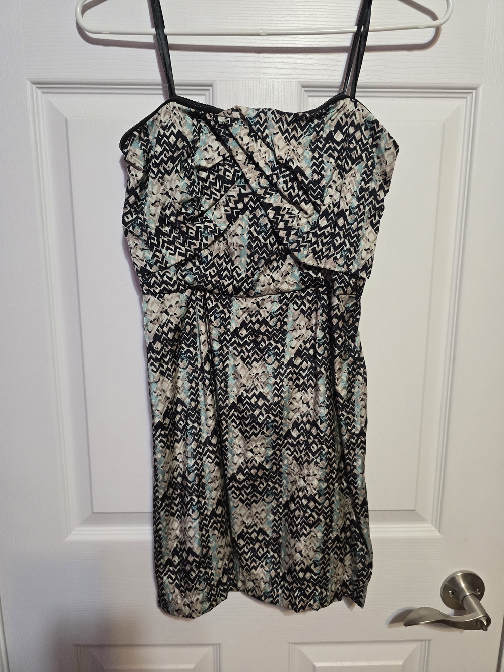 BCBGeneration Black, Cream & Aqua Printed Mini Dress